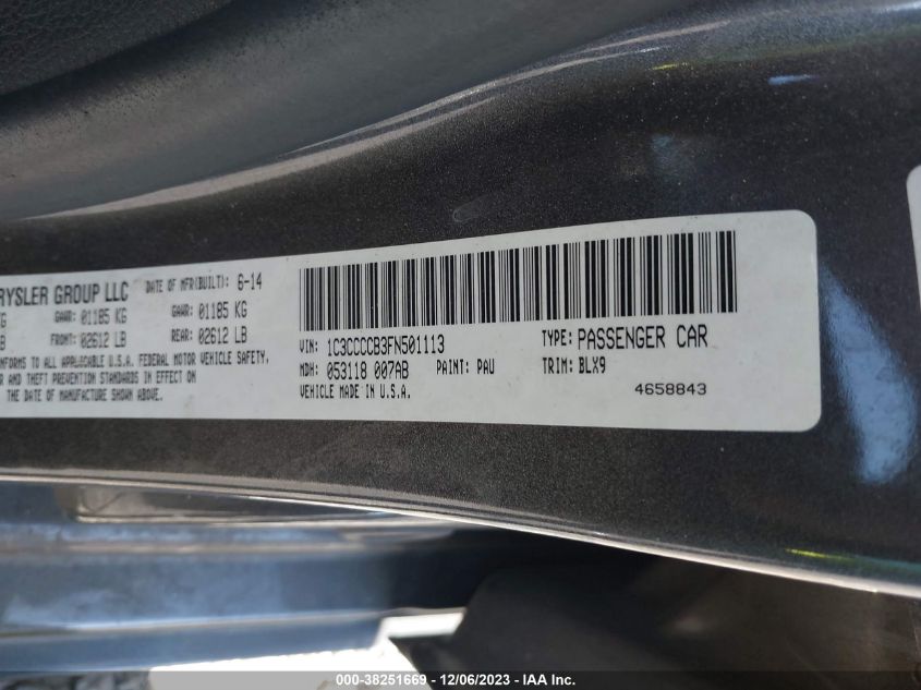 2015 CHRYSLER 200 C - 1C3CCCCB3FN501113