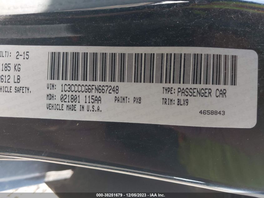 2015 CHRYSLER 200 C - 1C3CCCCG6FN667248