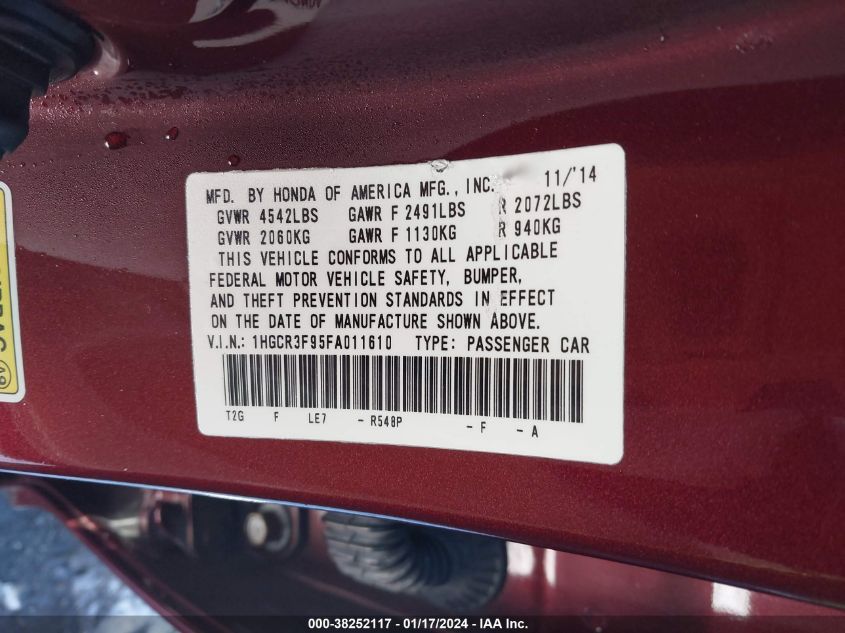 2015 HONDA ACCORD TOURING - 1HGCR3F95FA011610