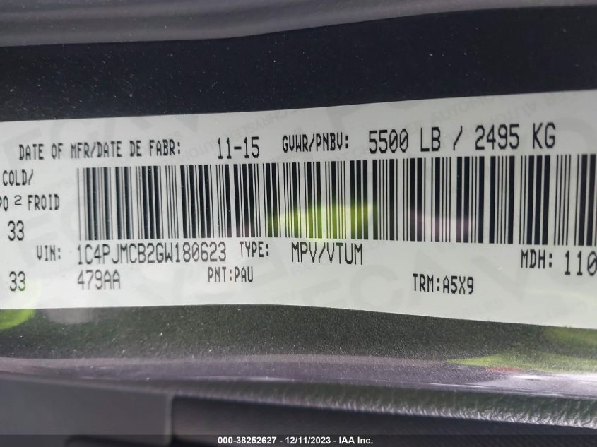 2016 JEEP CHEROKEE LATITUDE - 1C4PJMCB2GW180623