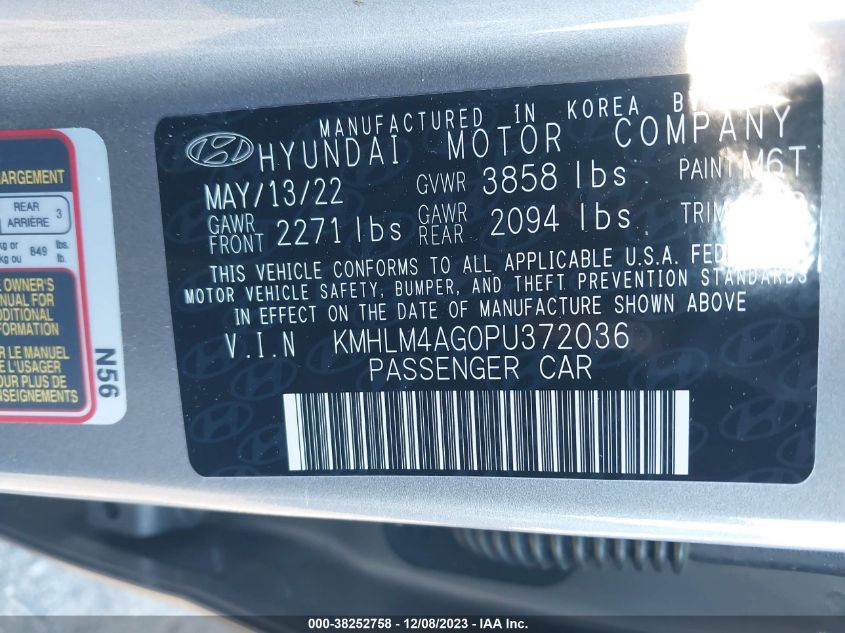 2023 HYUNDAI ELANTRA SEL - KMHLM4AG0PU372036