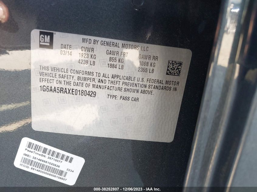 2014 CADILLAC ATS STANDARD - 1G6AA5RAXE0180429