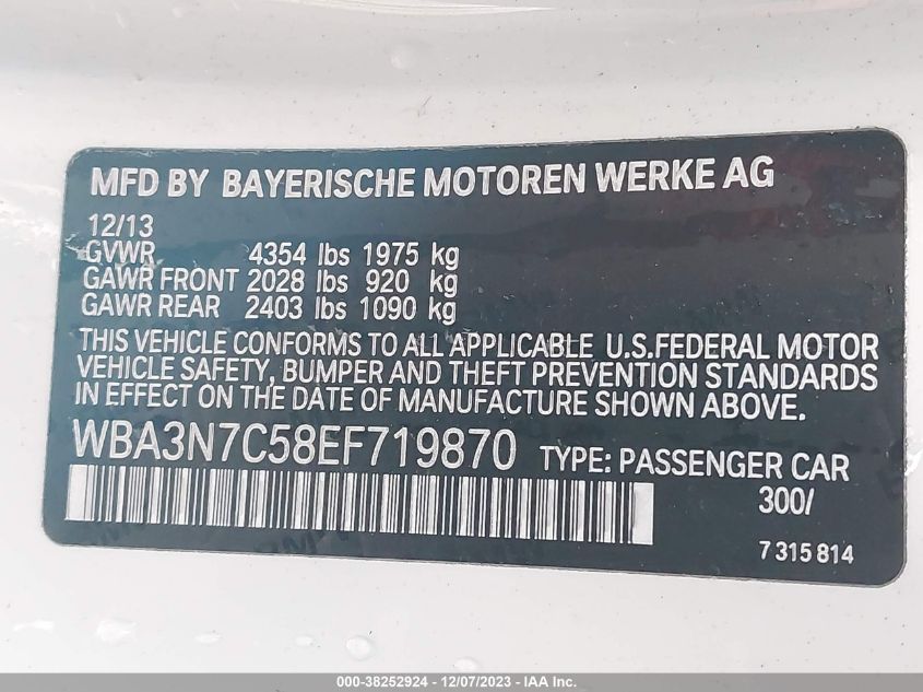 2014 BMW 428I - WBA3N7C58EF719870