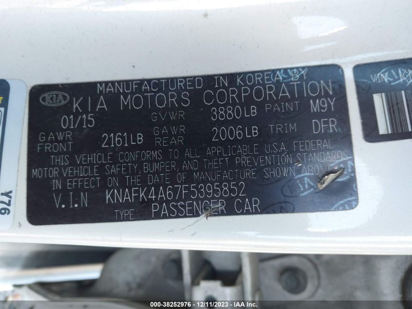 2015 KIA FORTE LX - KNAFK4A67F5395852