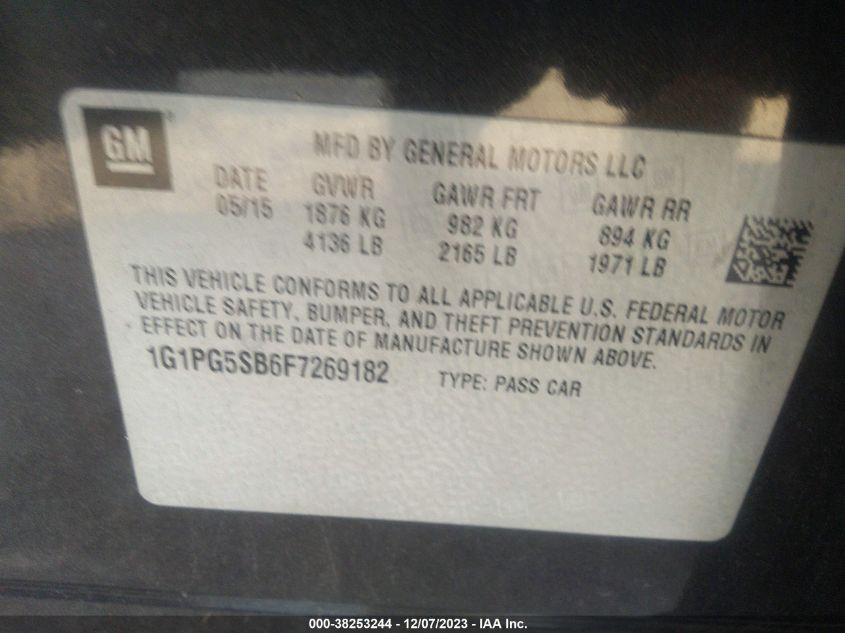 2015 CHEVROLET CRUZE LTZ - 1G1PG5SB6F7269182