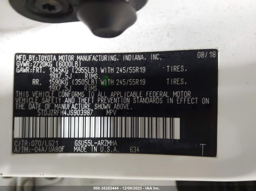 2018 TOYOTA HIGHLANDER SE/XLE - 5TDJZRFH4JS903987