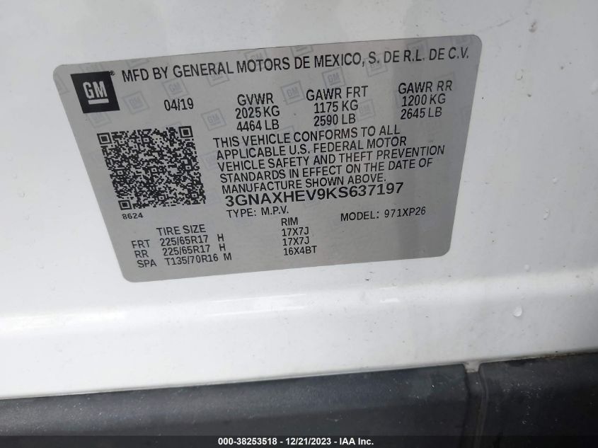2019 CHEVROLET EQUINOX LS - 3GNAXHEV9KS637197