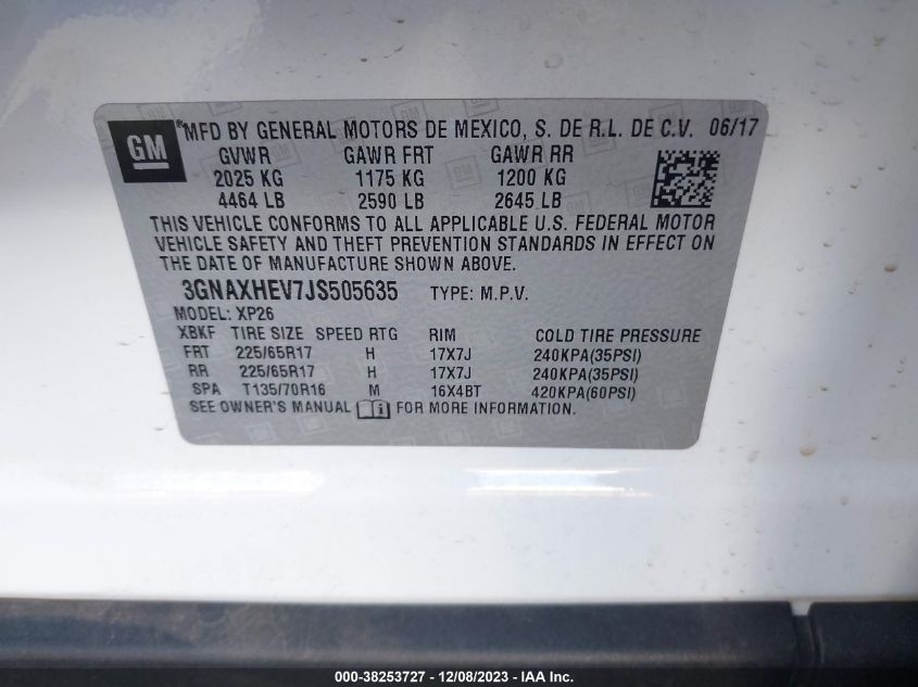 2018 CHEVROLET EQUINOX LS - 3GNAXHEV7JS505635