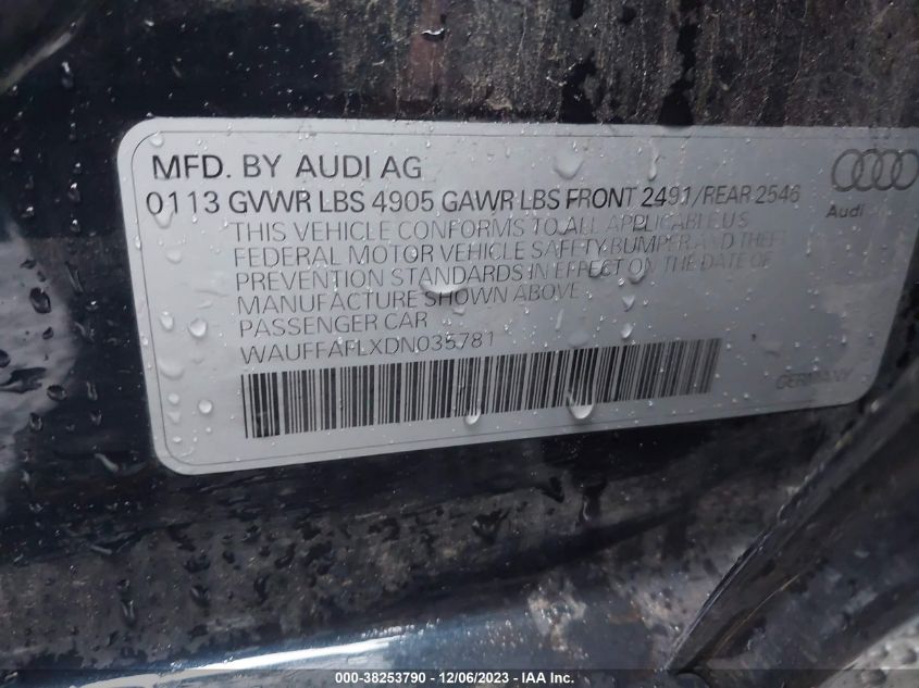 2013 AUDI A4 PREMIUM PLUS - WAUFFAFLXDN035781