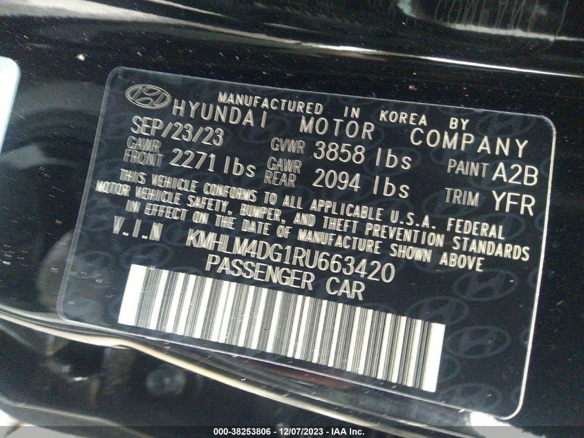 2024 HYUNDAI ELANTRA SEL - KMHLM4DG1RU663420