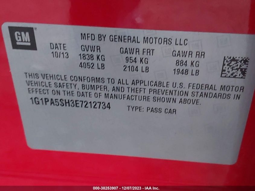 2014 CHEVROLET CRUZE LS AUTO - 1G1PA5SH3E7212734