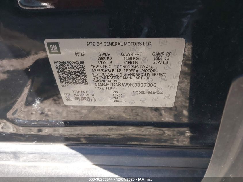 2019 CHEVROLET TRAVERSE LT - 1GNERGKW9KJ307306