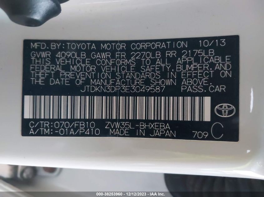 JTDKN3DP3E3049587 | 2014 TOYOTA PRIUS PLUG-IN