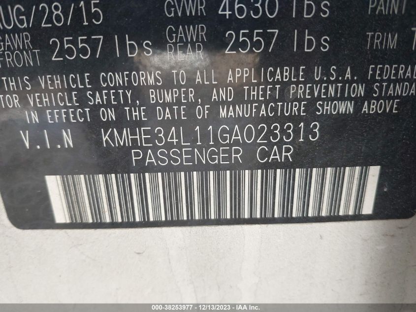 2016 HYUNDAI SONATA HYBRID LIMITED - KMHE34L11GA023313
