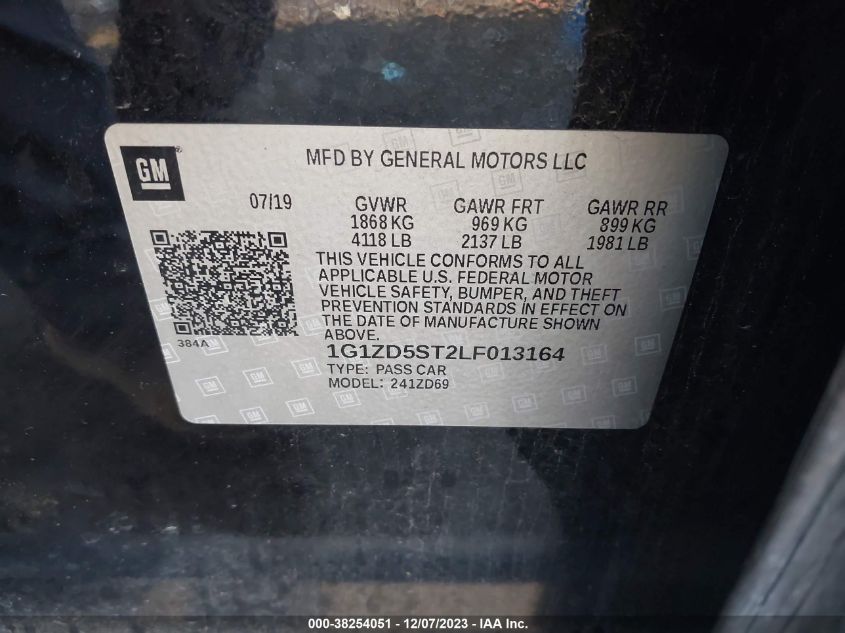 2020 CHEVROLET MALIBU LT - 1G1ZD5ST2LF013164