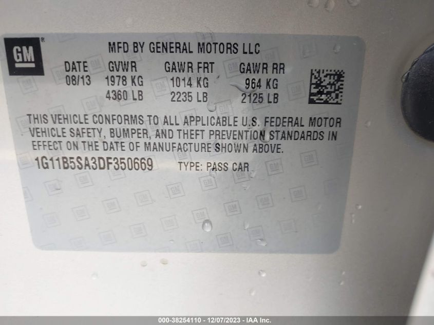 2013 CHEVROLET MALIBU LS - 1G11B5SA3DF350669