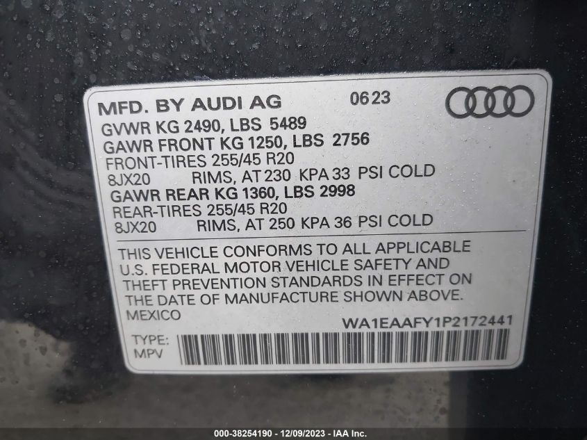 2023 AUDI Q5 PREMIUM PLUS 45 TFSI S - WA1EAAFY1P2172441
