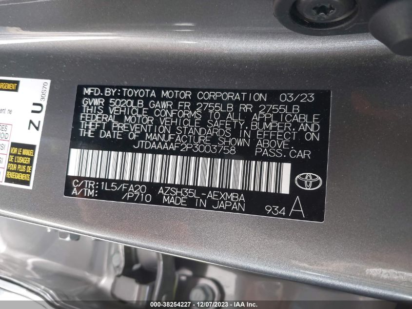 2023 TOYOTA CROWN XLE JTDAAAAF2P3003758