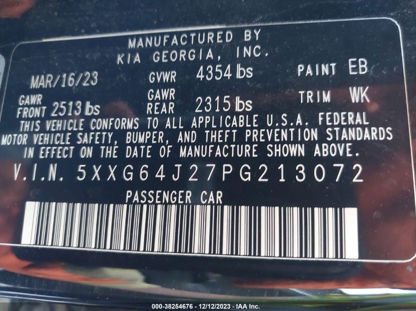 2023 KIA K5 GT LINE - 5XXG64J27PG213072