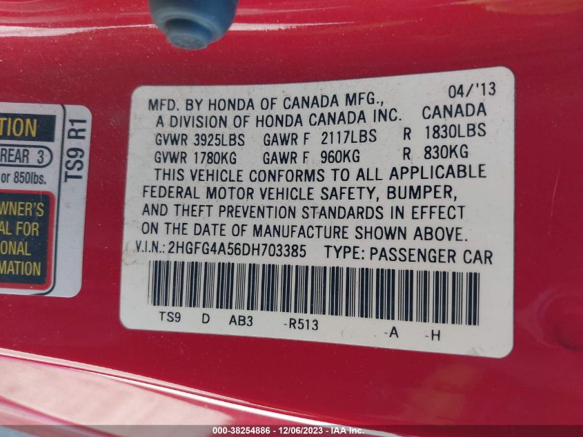2013 HONDA CIVIC SI - 2HGFG4A56DH703385