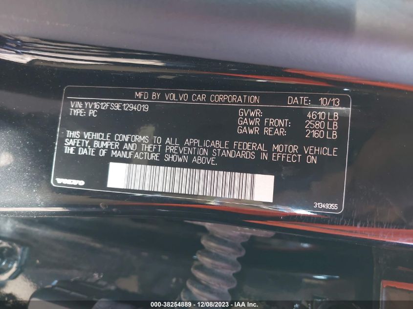 2014 VOLVO S60 T5/T5 PLATINUM/T5 PREMIER/T5 PREMIER PLUS - YV1612FS9E1294019