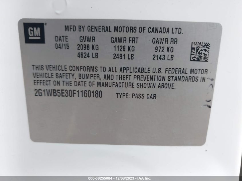 2015 CHEVROLET IMPALA LIMITED LT - 2G1WB5E30F1160180