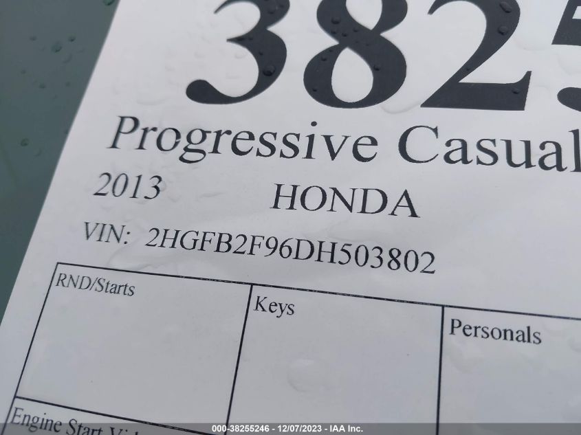 2013 HONDA CIVIC SDN EX-L - 2HGFB2F96DH503802
