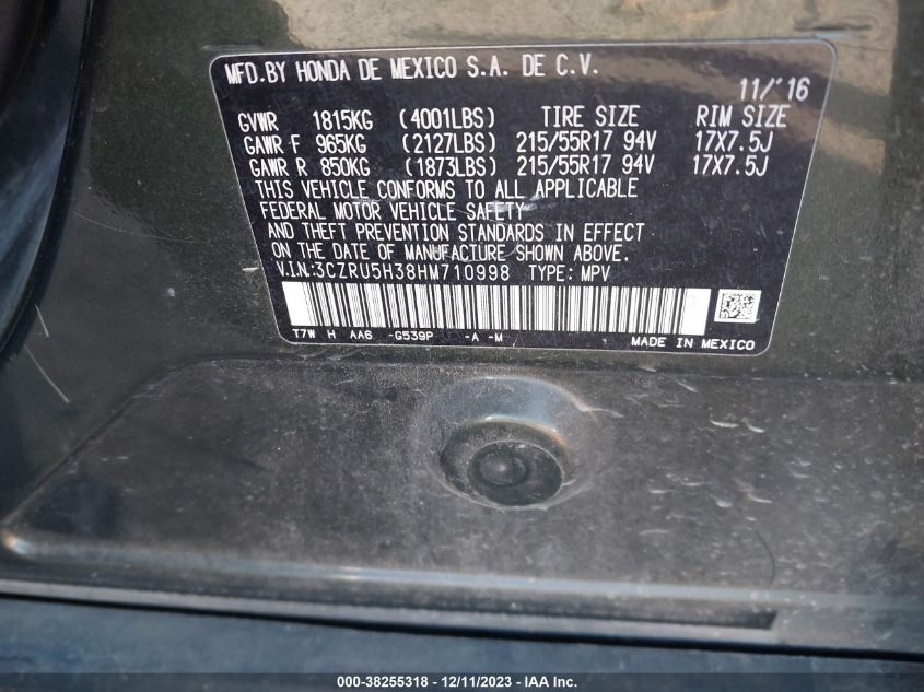 2017 HONDA HR-V LX - 3CZRU5H38HM710998