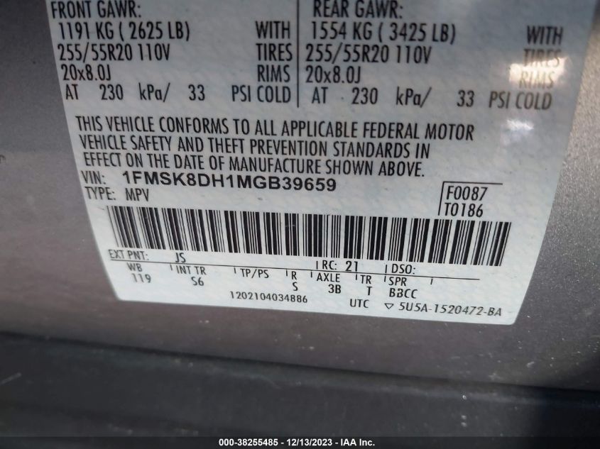 2021 FORD EXPLORER XLT - 1FMSK8DH1MGB39659