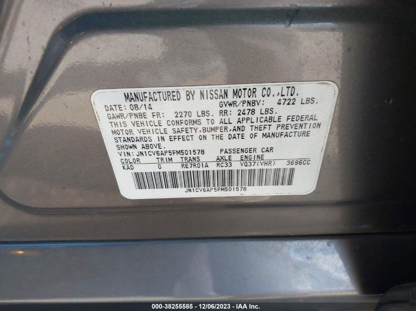 2015 INFINITI Q40 JN1CV6AP5FM501578