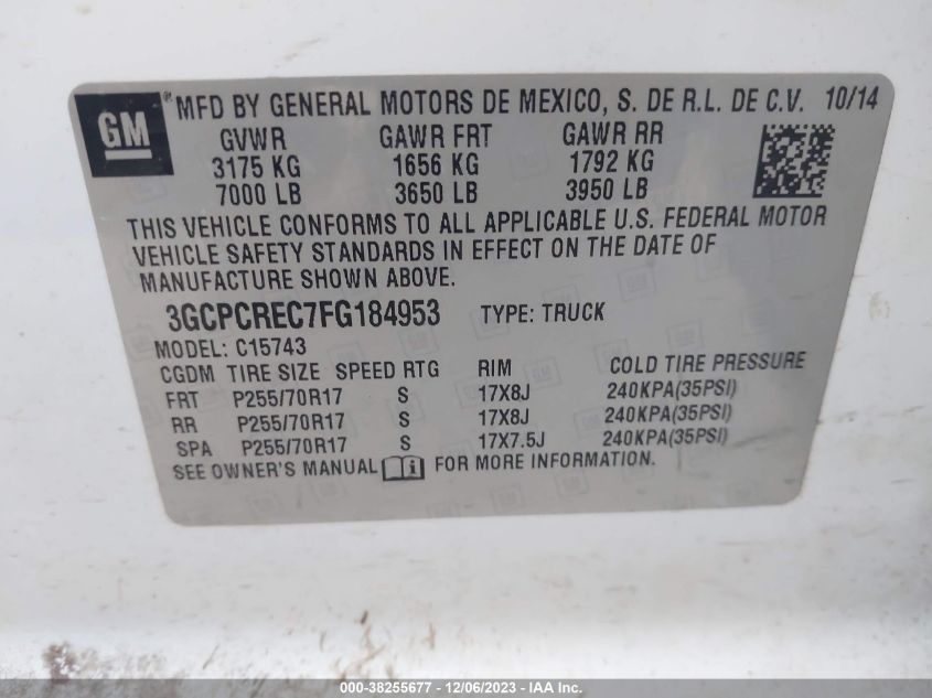 2015 CHEVROLET SILVERADO 1500 1LT - 3GCPCREC7FG184953