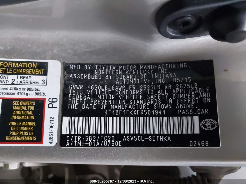 2015 TOYOTA CAMRY LE - 4T4BF1FKXFR501941