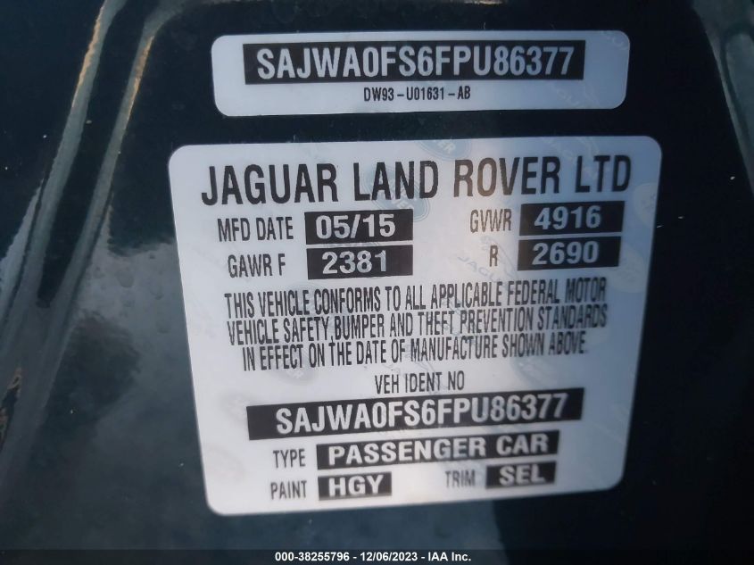 2015 JAGUAR XF 2.0T PREMIUM - SAJWA0FS6FPU86377
