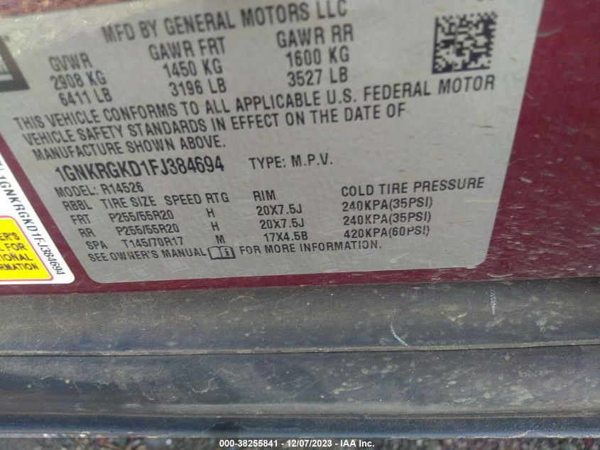 2015 CHEVROLET TRAVERSE 1LT - 1GNKRGKD1FJ384694