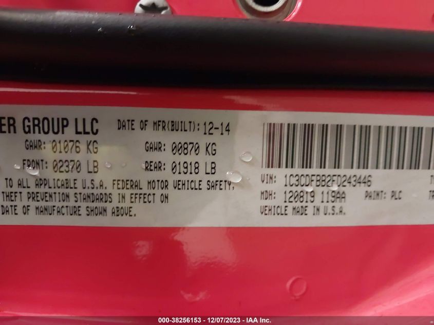 2015 DODGE DART SXT - 1C3CDFBB2FD243446