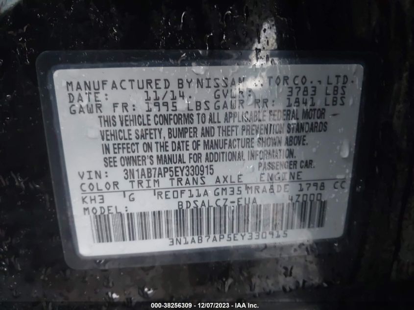 2014 NISSAN SENTRA S - 3N1AB7AP5EY330915