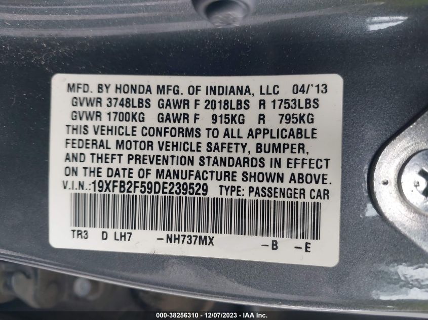 2013 HONDA CIVIC LX - 19XFB2F59DE239529