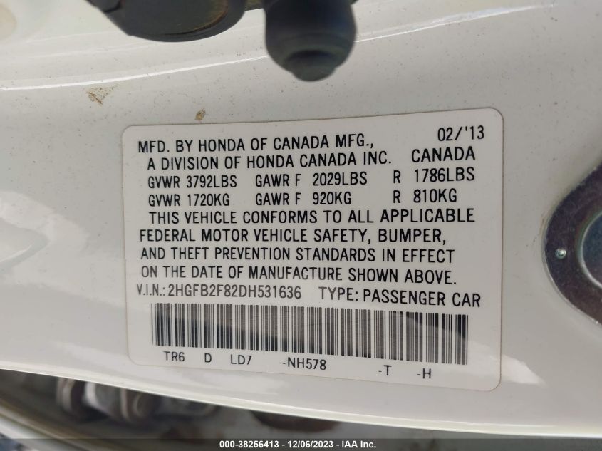 2013 HONDA CIVIC EX - 2HGFB2F82DH531636