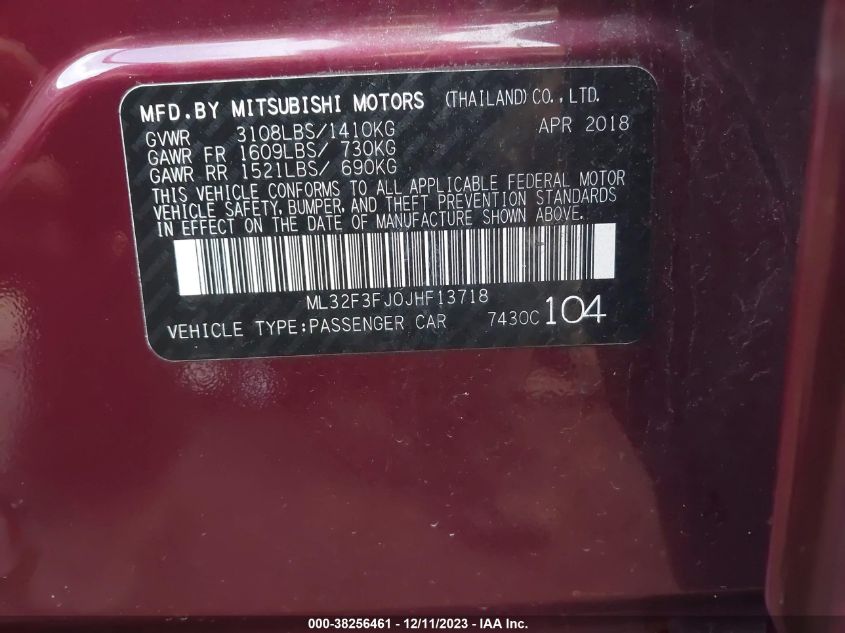 2018 MITSUBISHI MIRAGE G4 ES - ML32F3FJ0JHF13718