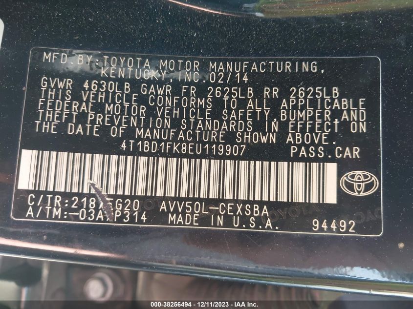 2014 TOYOTA CAMRY HYBRID SE LIMITED EDITION - 4T1BD1FK8EU119907
