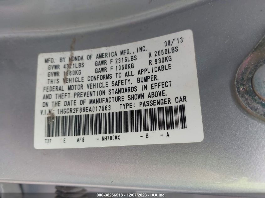 2014 HONDA ACCORD EXL - 1HGCR2F88EA017563