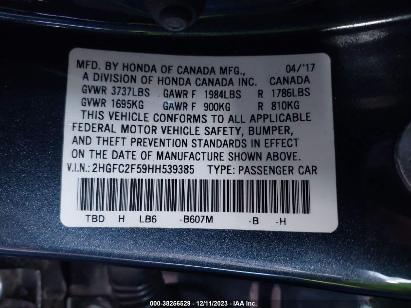 2017 HONDA CIVIC LX - 2HGFC2F59HH539385