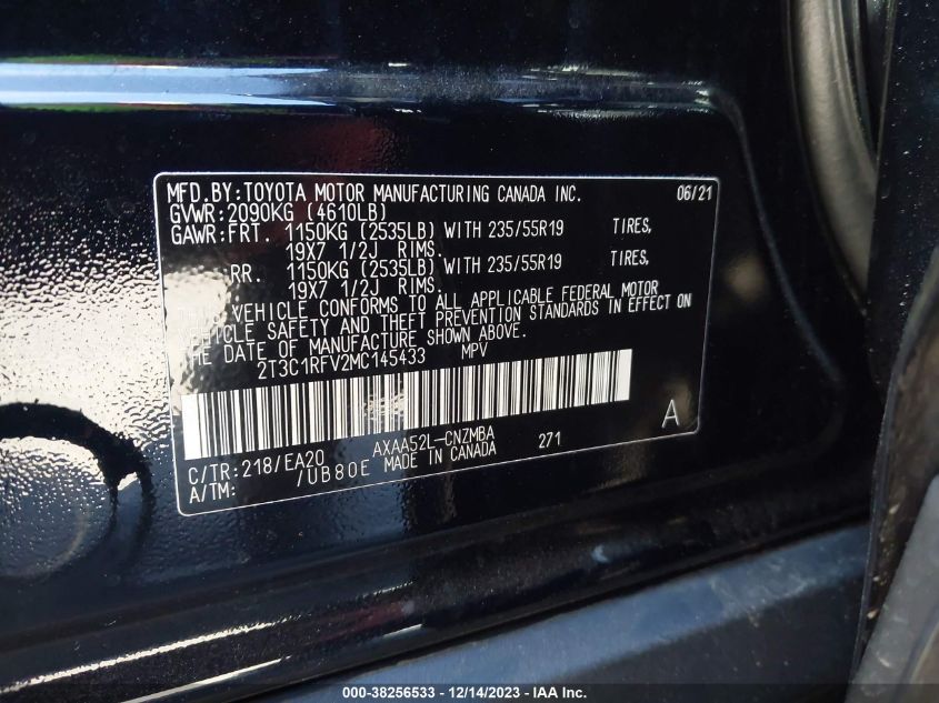 2021 TOYOTA RAV4 XLE PREMIUM - 2T3C1RFV2MC145433