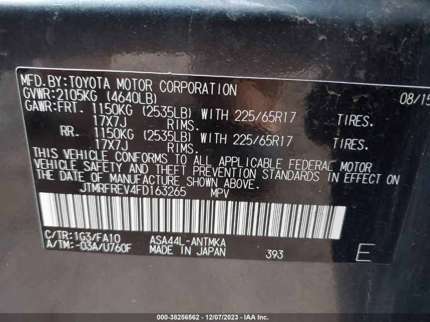2015 TOYOTA RAV4 XLE - JTMRFREV4FD163265