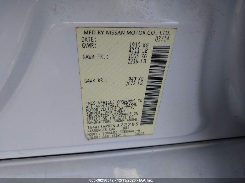 2014 NISSAN ALTIMA 2.5 S - 1N4AL3AP0EN372785