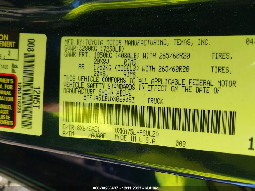 2022 TOYOTA TUNDRA LIMITED - 5TFJA5DB1NX029063
