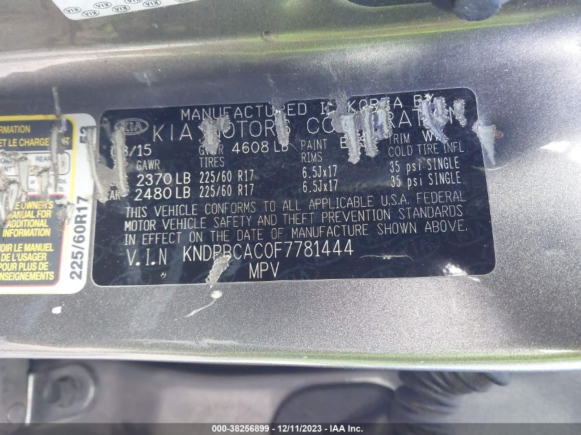 2015 KIA SPORTAGE LX - KNDPBCAC0F7781444