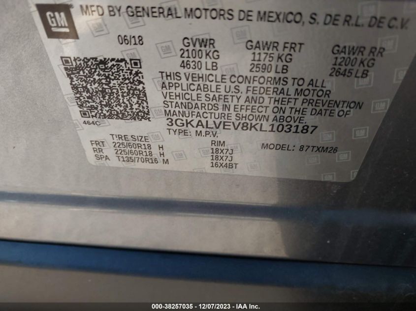 2019 GMC TERRAIN SLT - 3GKALVEV8KL103187