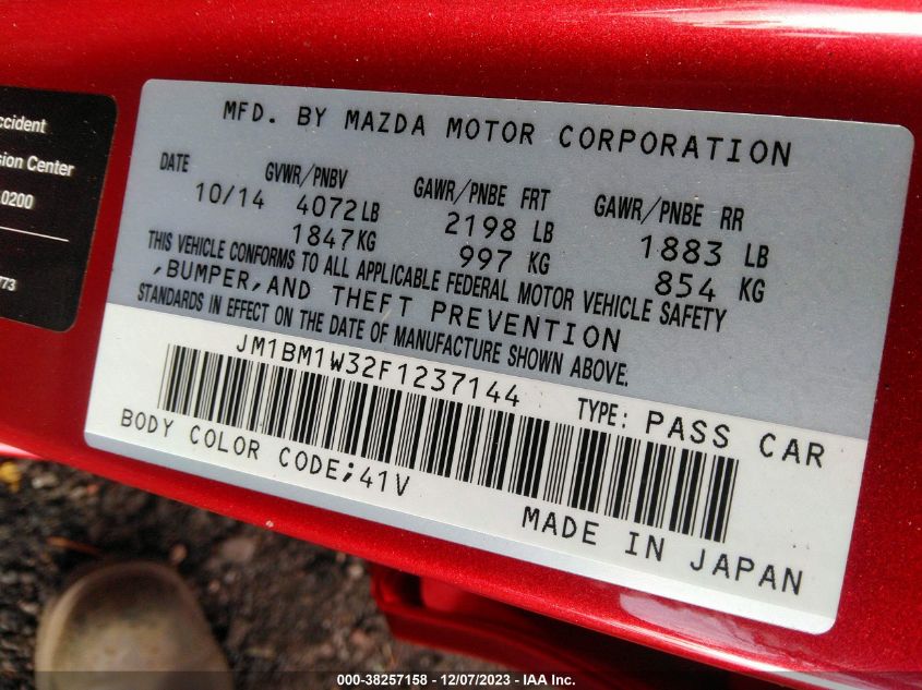 2015 MAZDA MAZDA3 S GRAND TOURING - JM1BM1W32F1237144