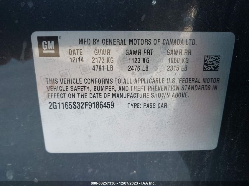 2015 CHEVROLET IMPALA LTZ - 2G1165S32F9186459